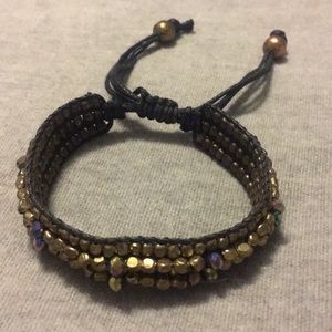 Gold and black beaded bracelet